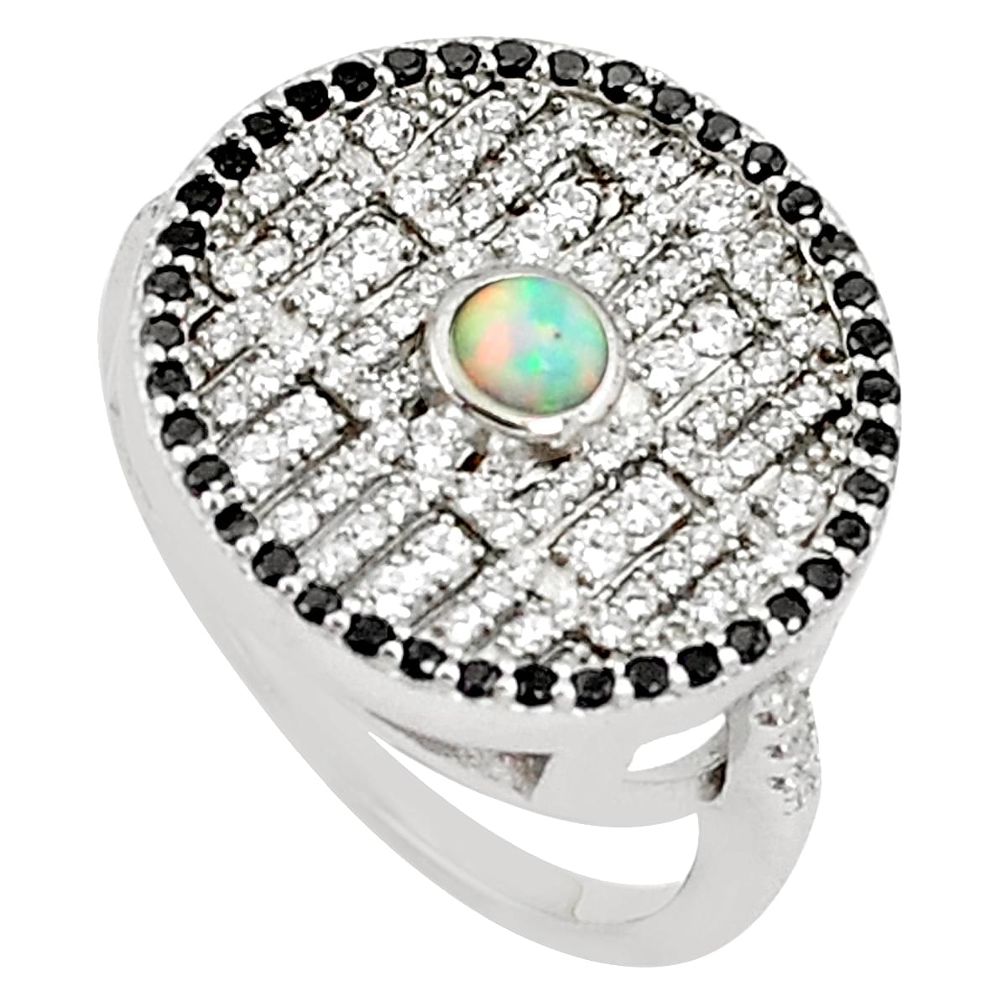 3.01cts pink australian opal (lab) topaz 925 sterling silver ring size 8 a89471