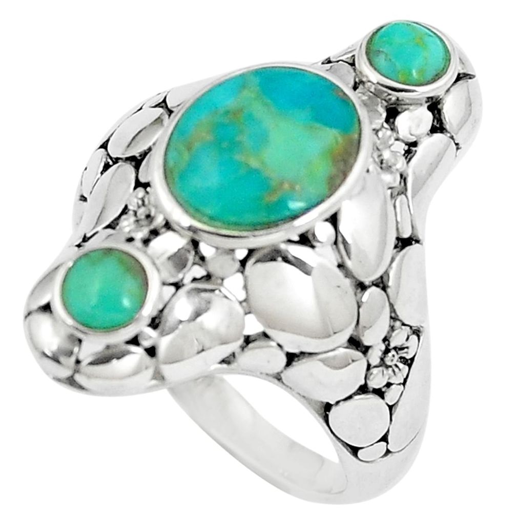 4.61cts green arizona mohave turquoise 925 sterling silver ring size 8.5 a89610