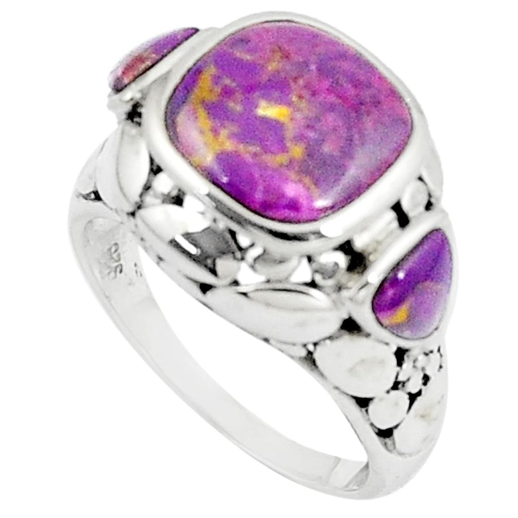 925 sterling silver 5.83cts purple copper turquoise ring jewelry size 7.5 a89684