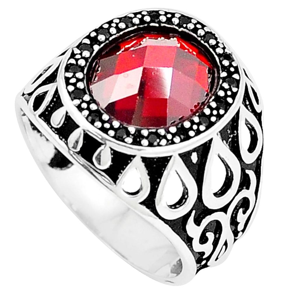 5.52cts red garnet quartz topaz 925 sterling silver mens ring size 9.5 a90092