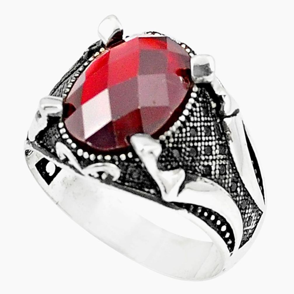 6.22cts red garnet quartz topaz 925 sterling silver mens ring size 11.5 a90118