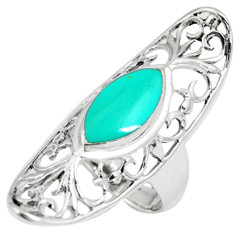 925 sterling silver 5.24cts fine green turquoise ring jewelry size 7.5 a90840