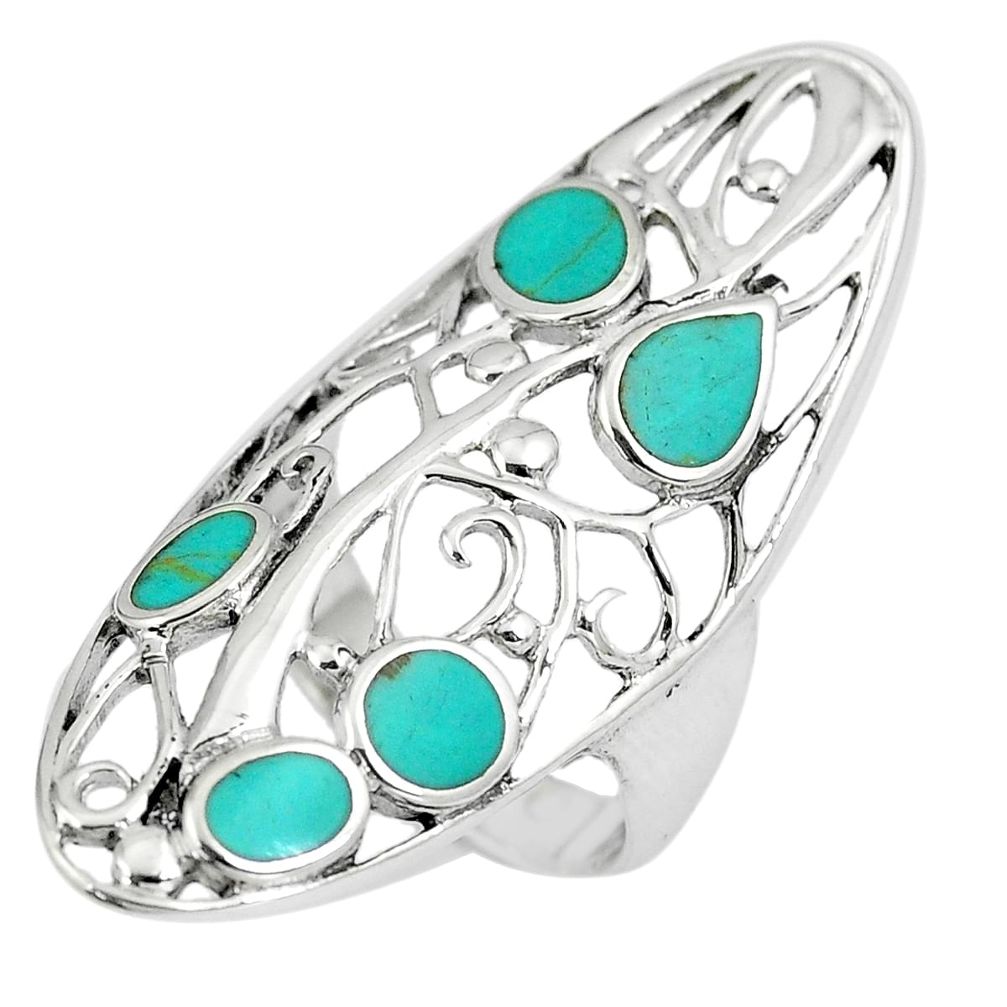 5.69gms fine green turquoise enamel 925 sterling silver ring size 7 a90887