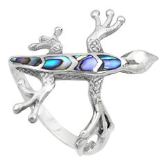 3.26gms green abalone paua seashell 925 silver lizard ring jewelry size 7 a92038