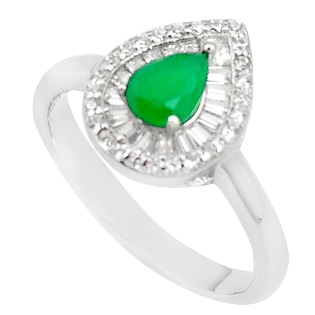 3.50cts green emerald quartz white topaz 925 sterling silver ring size 9 a92047