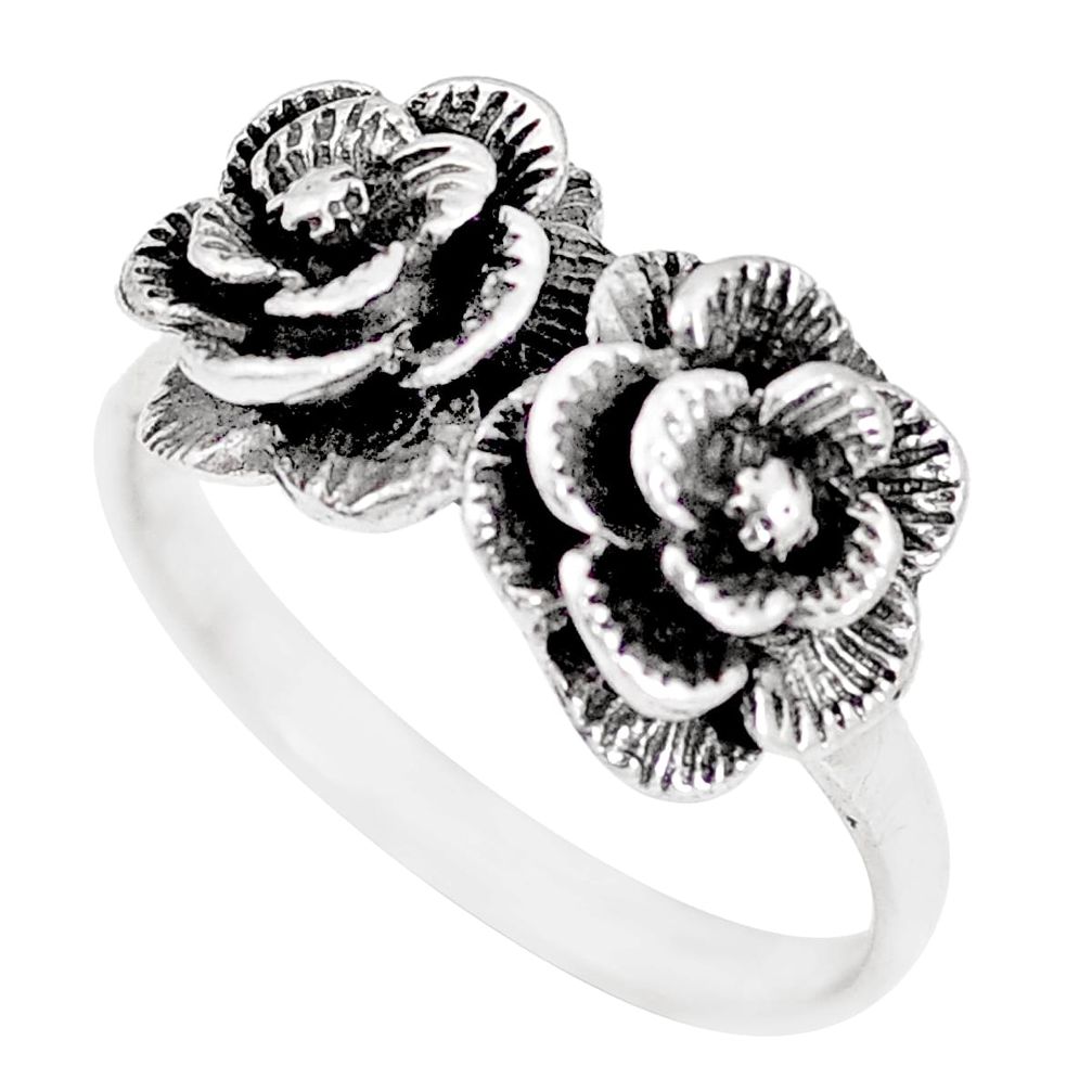 5.69gms indonesian bali style solid 925 silver flower ring size 8.5 a92457