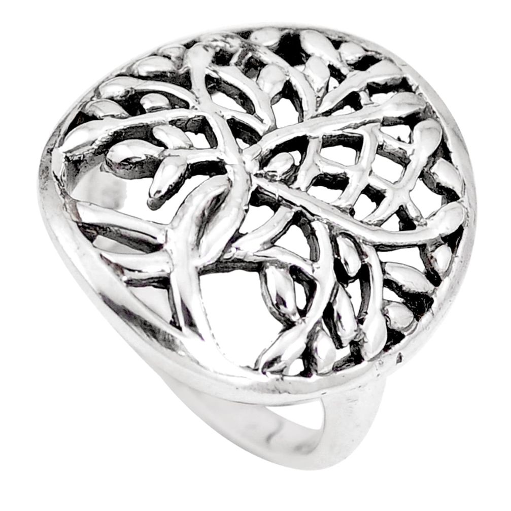 5.69gms indonesian bali style solid 925 silver tree of life ring size 7.5 a92503
