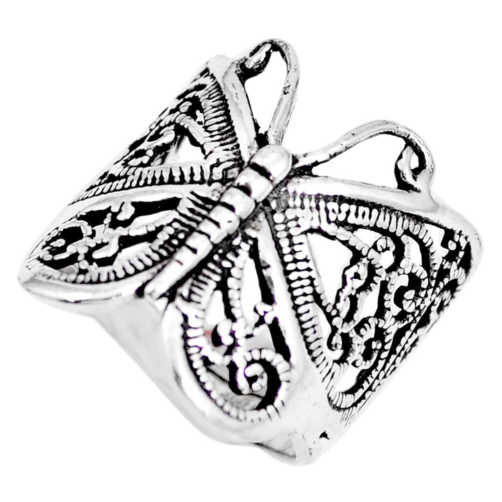 5.26gms indonesian bali style solid 925 silver butterfly ring size 7 a92527