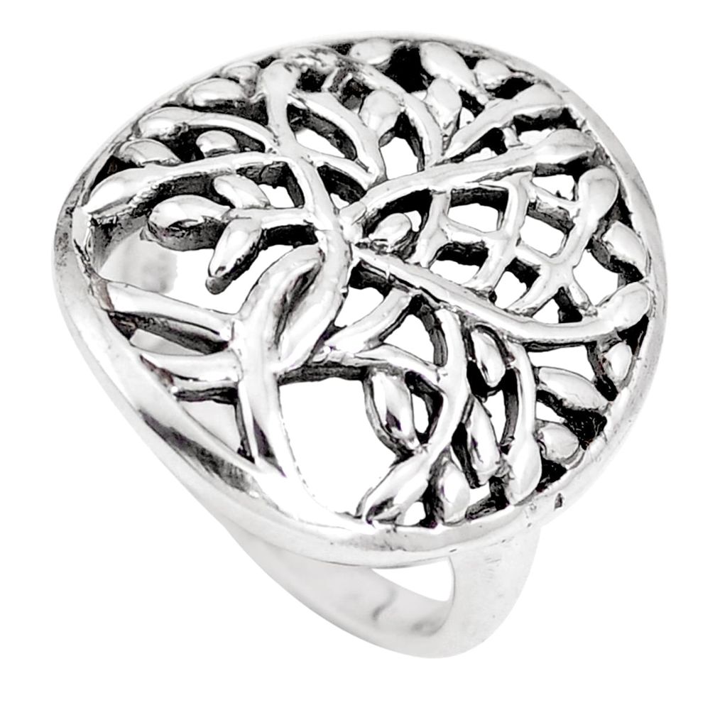 5.89gms indonesian bali style solid 925 silver tree of life ring size 7 a92541