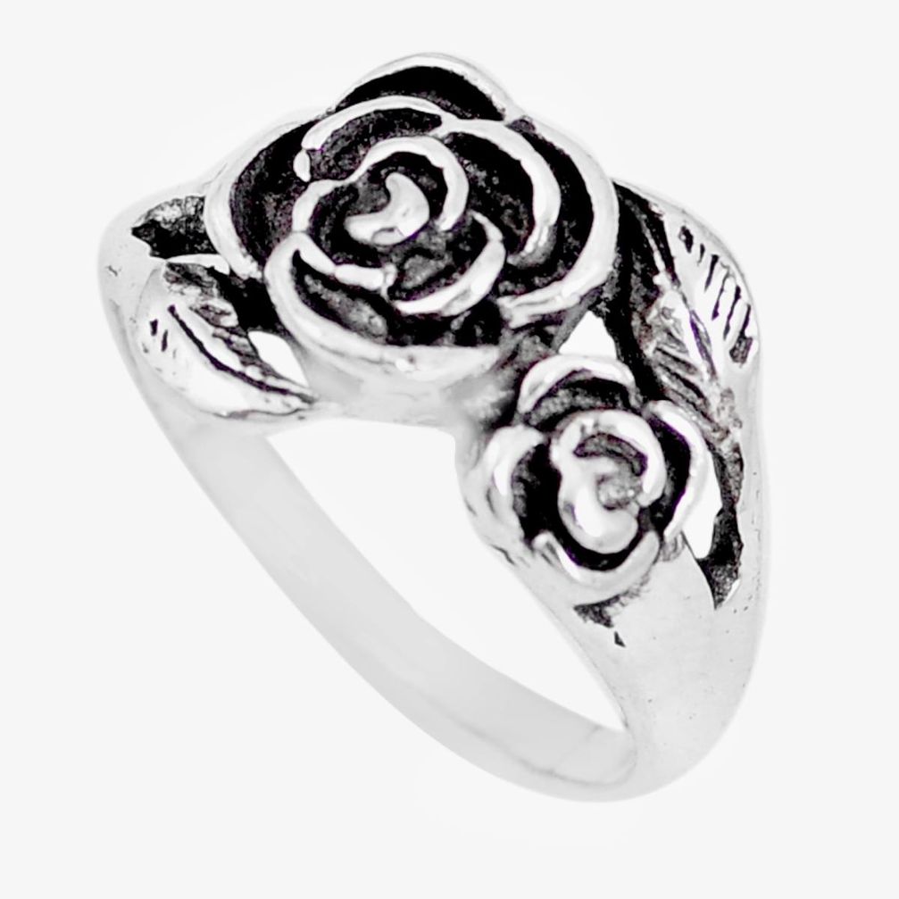 4.89gms indonesian bali style solid 925 silver flower ring size 8 a92542