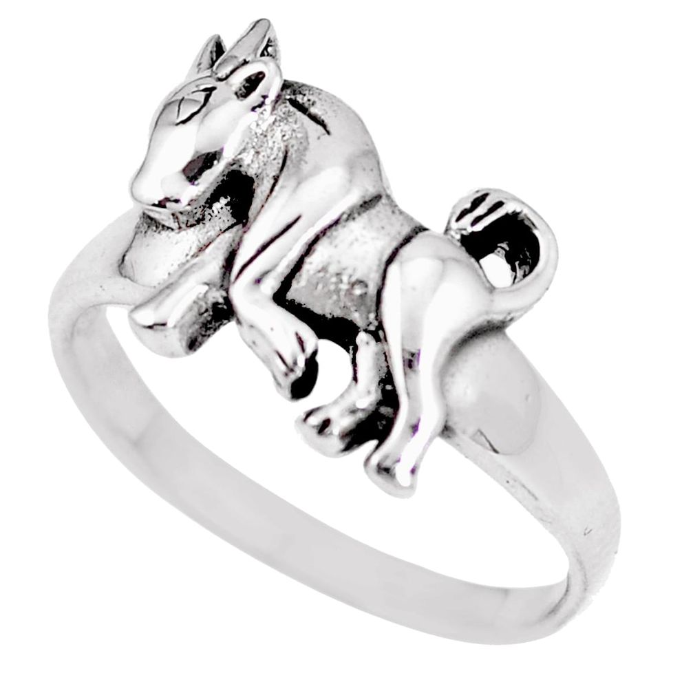 3.69gms indonesian bali style solid 925 sterling silver horse ring size 8 a92546