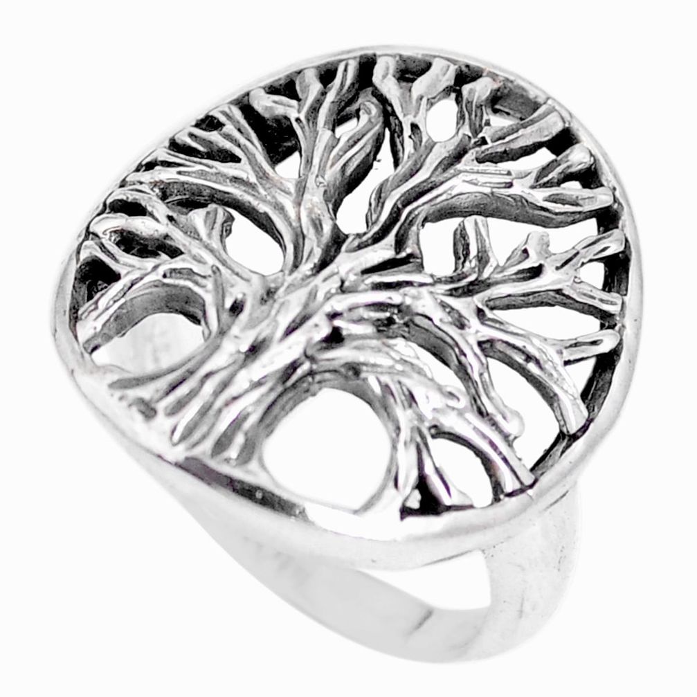 6.03gms indonesian bali style solid 925 silver tree of life ring size 6.5 a92553