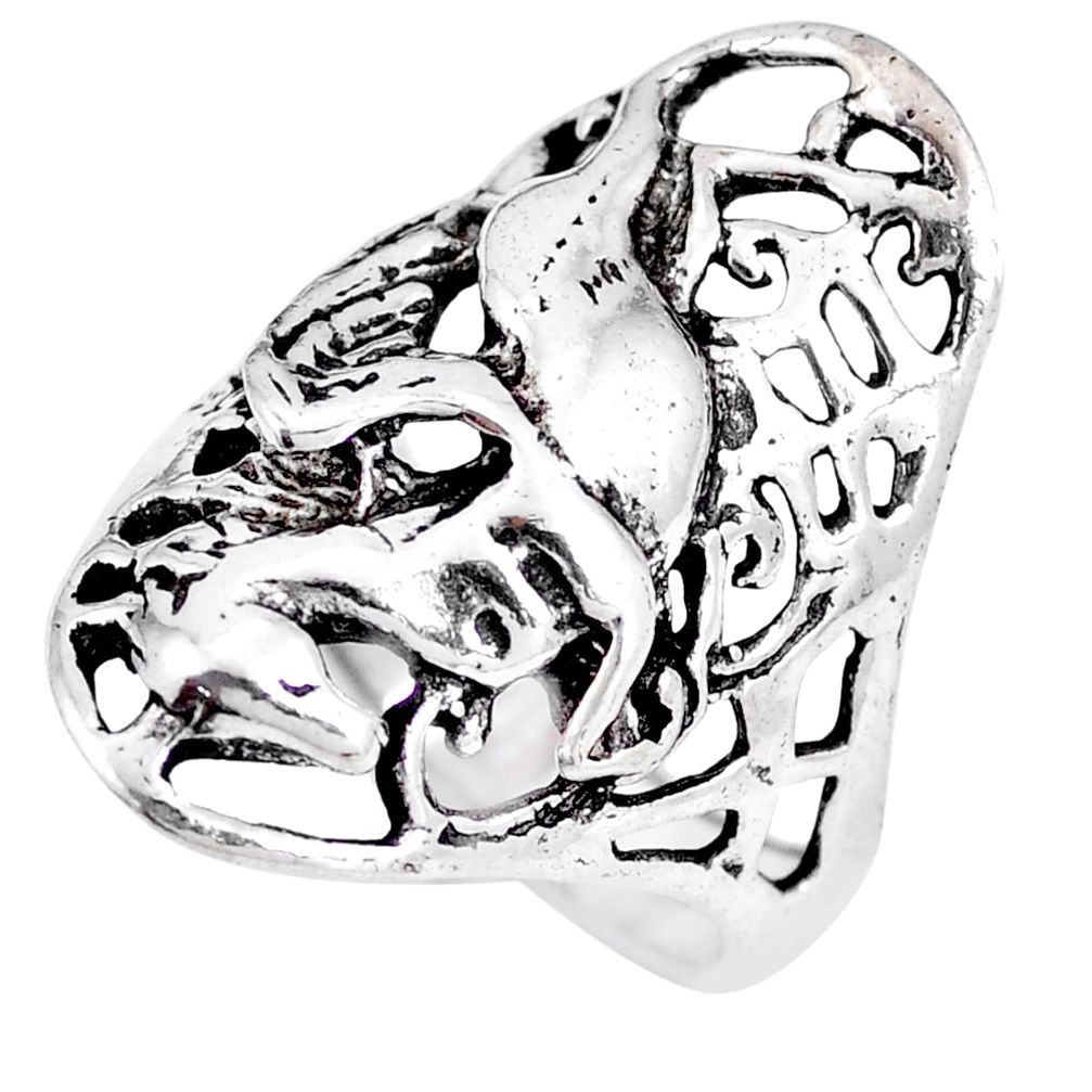 8.02gms indonesian bali style solid 925 sterling silver horse ring size 8 a92571