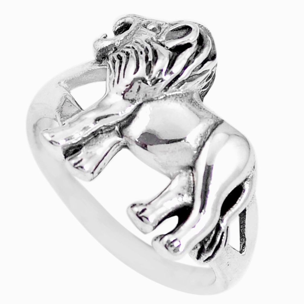 4.69gms indonesian bali style solid 925 silver lion charm ring size 5.5 a92578