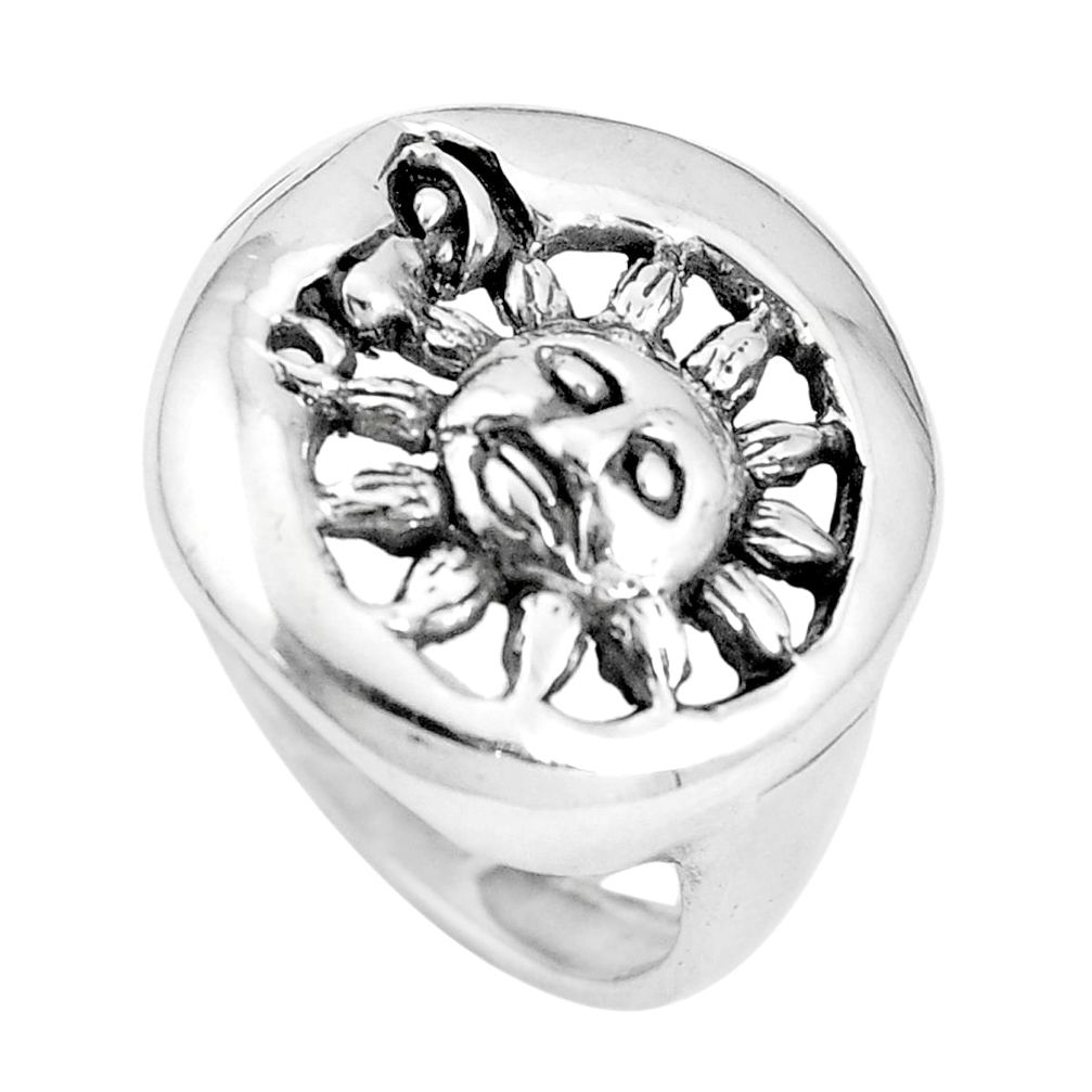 Indonesian bali style solid 925 silver crescent moon star ring size 7.5 a92609