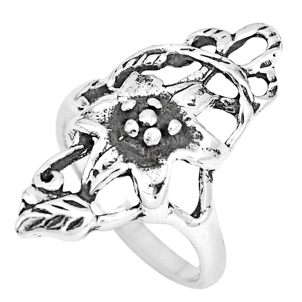 5.26gms indonesian bali style solid 925 silver flower ring size 8 a92616