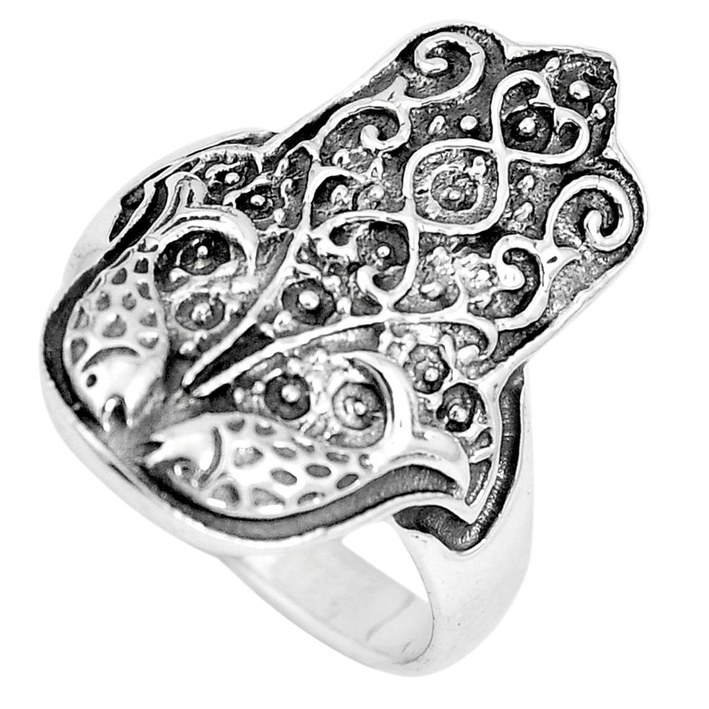 Indonesian bali style solid 925 silver hand of god hamsa ring size 8.5 a92630