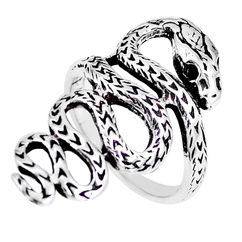 5.48gms indonesian bali style solid 925 sterling silver snake ring size 7 a92650