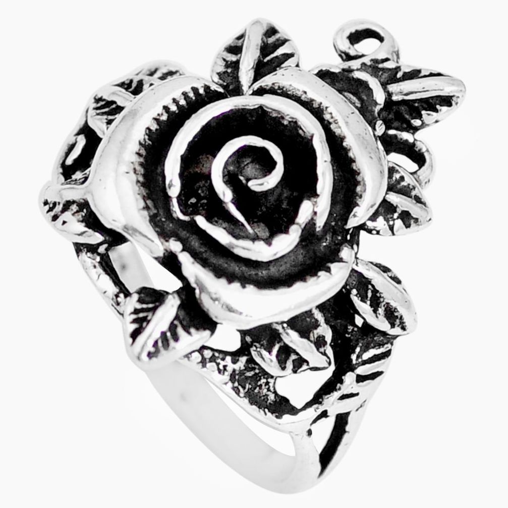 7.87gms indonesian bali style solid 925 silver flower ring size 7.5 a92659