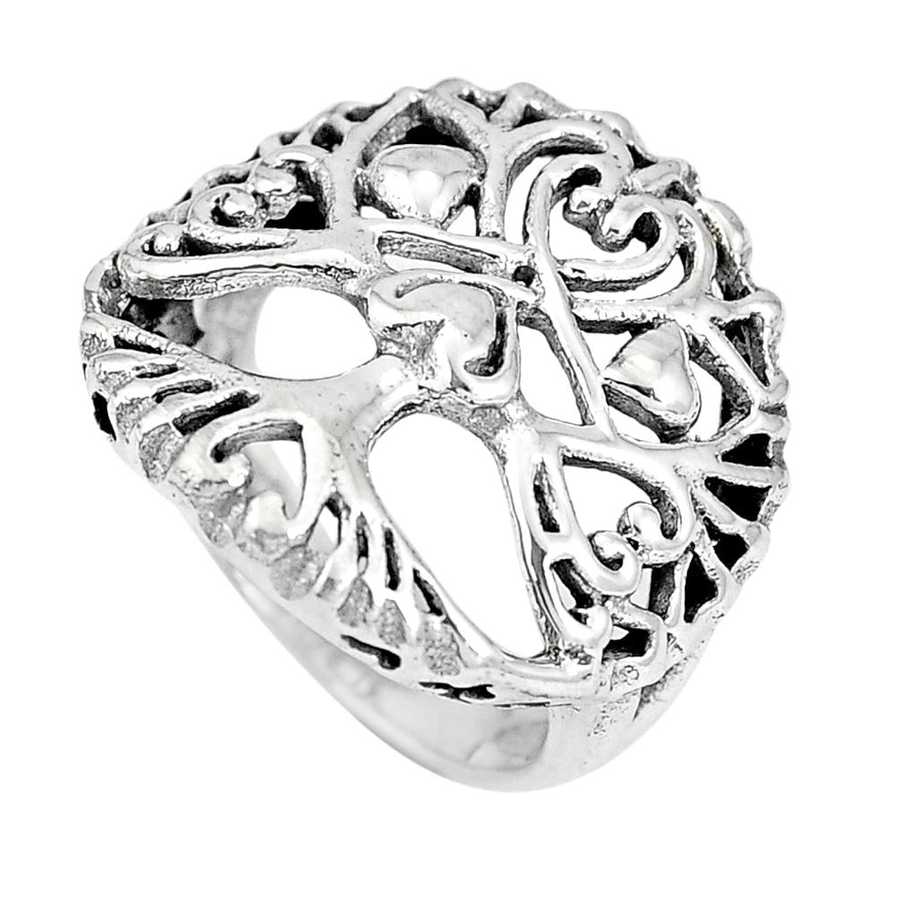 5.89gms indonesian bali style solid 925 silver tree of life ring size 5 a92676