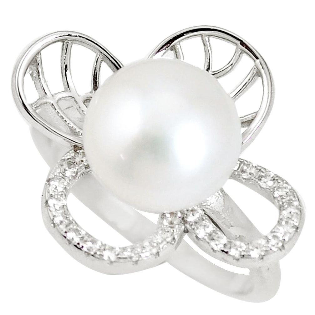 925 sterling silver 5.38cts natural white pearl topaz ring jewelry size 7 a92864