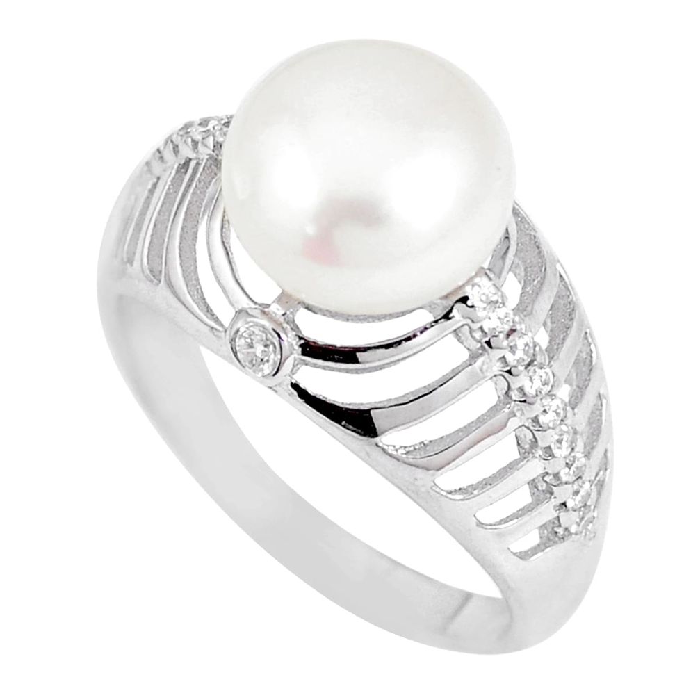 5.79cts natural white pearl topaz 925 sterling silver ring jewelry size 8 a92869