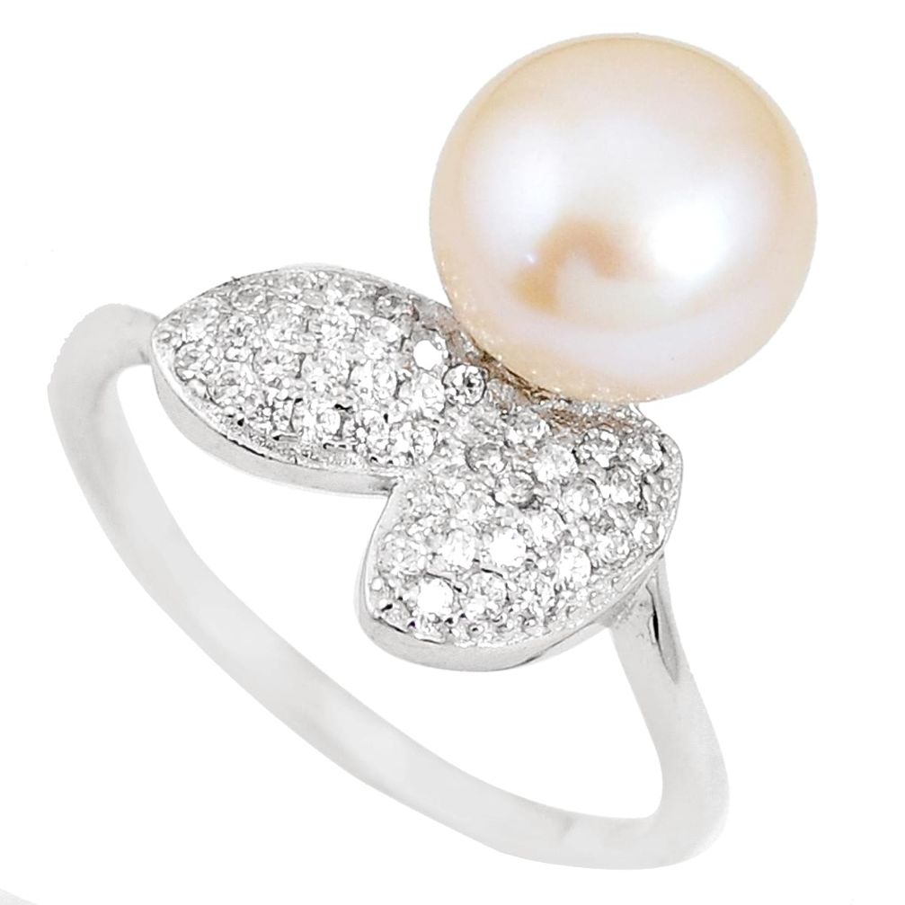 5.63cts natural white pearl topaz 925 sterling silver ring jewelry size 9 a92874