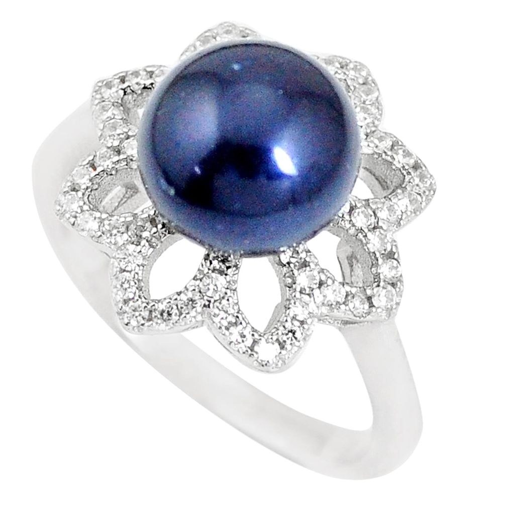 5.79cts natural titanium pearl topaz 925 sterling silver ring size 8 a92878