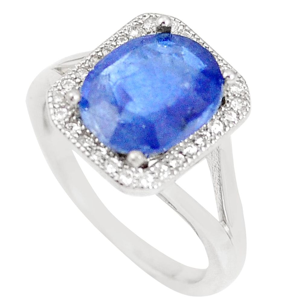 4.78cts natural blue sapphire topaz 925 sterling silver ring size 6 a93078