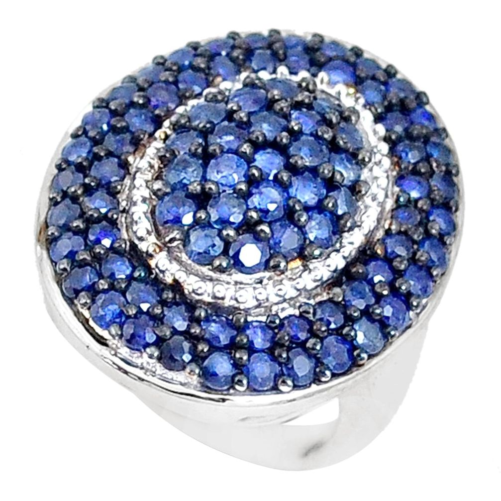 7.85cts natural blue sapphire 925 sterling silver ring jewelry size a93141