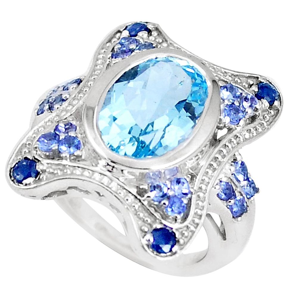 7.75cts natural blue topaz tanzanite 925 sterling silver ring size 7 a93157