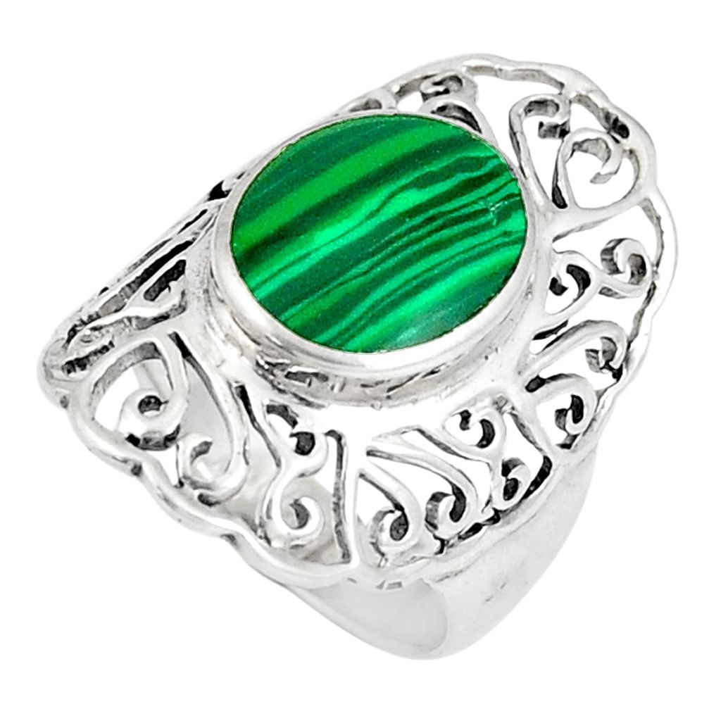 925 silver 2.44cts natural green malachite (pilot's stone) ring size 5.5 a93310