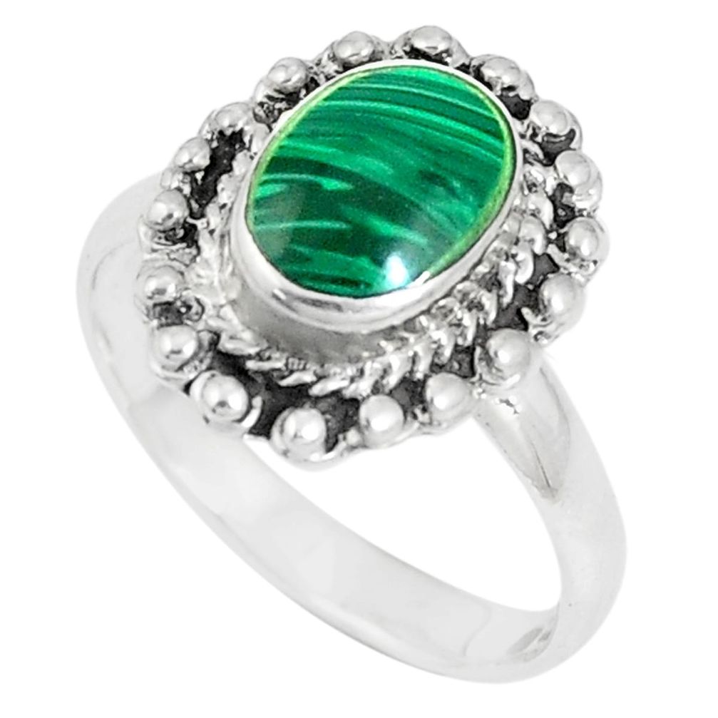 5.02gms green malachite (pilot's stone) 925 silver ring jewelry size 9 a93332