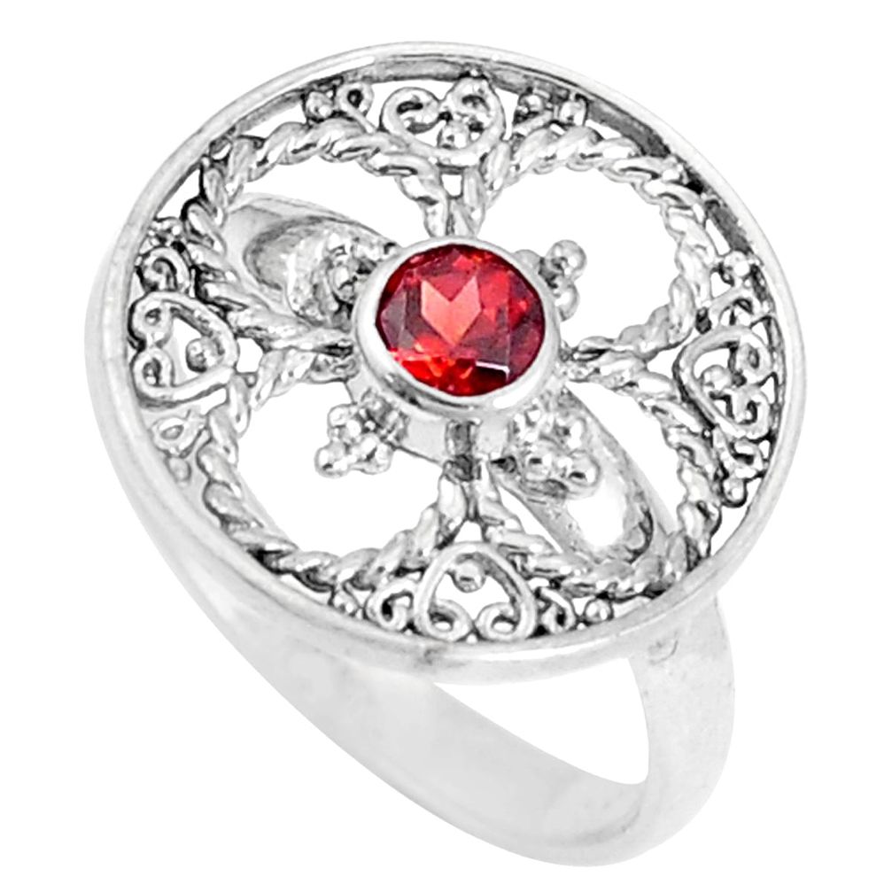 0.70cts natural red garnet 925 sterling silver ring jewelry size 7 a94122