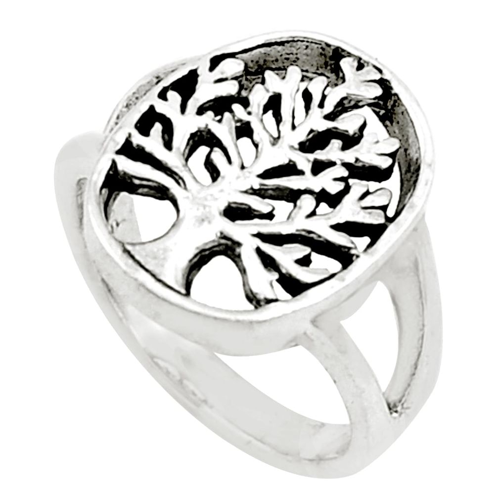 4.48gms indonesian bali style solid 925 silver tree of life ring size 5.5 a94585