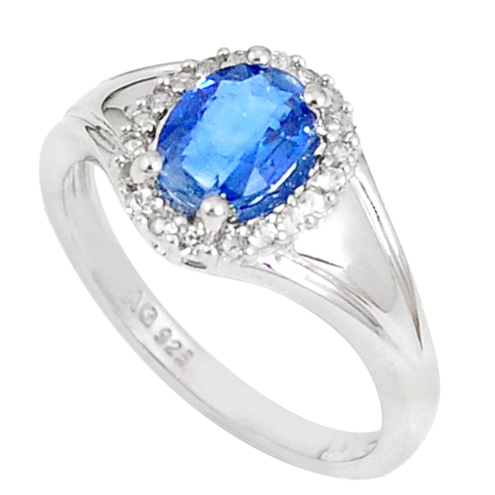 925 sterling silver 3.48cts blue sapphire (lab) topaz ring jewelry size 9 a94639