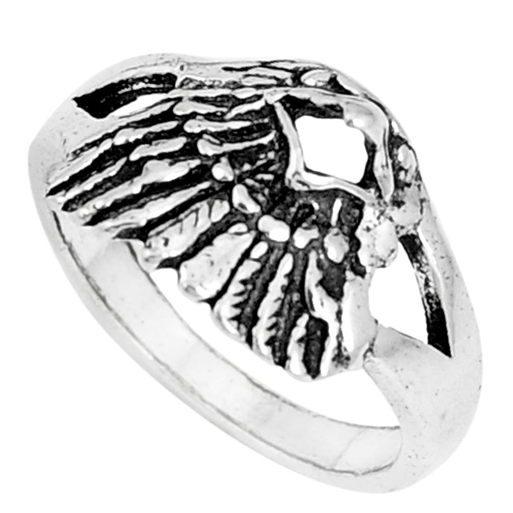 5.26gms indonesian bali style solid 925 silver eagle face ring size 8.5 a94755