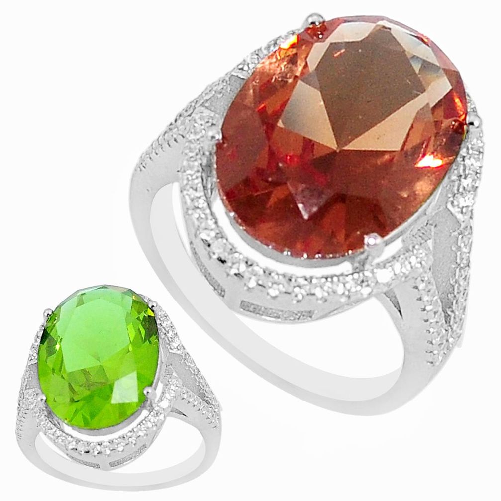 9.63cts green alexandrite (lab) topaz 925 silver solitaire ring size 7 a95341