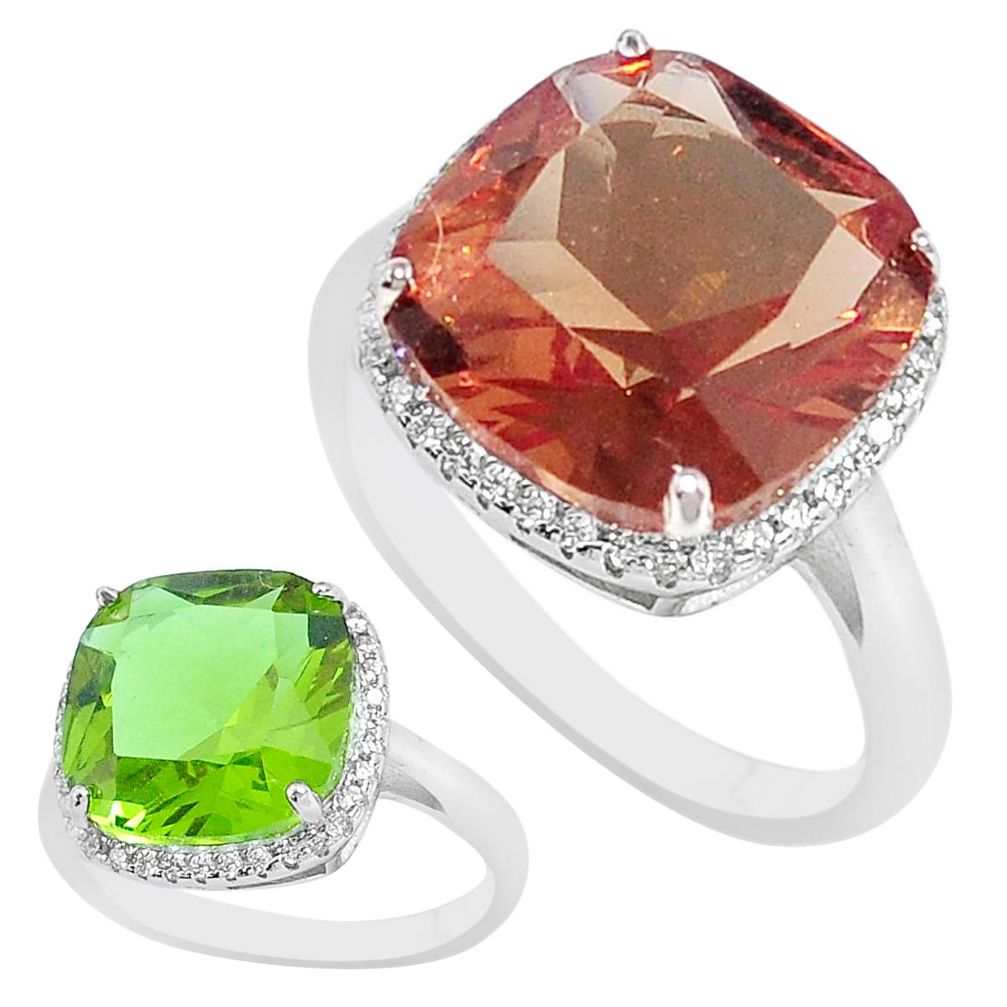 11.66cts green alexandrite (lab) topaz 925 silver solitaire ring size 8 a95363