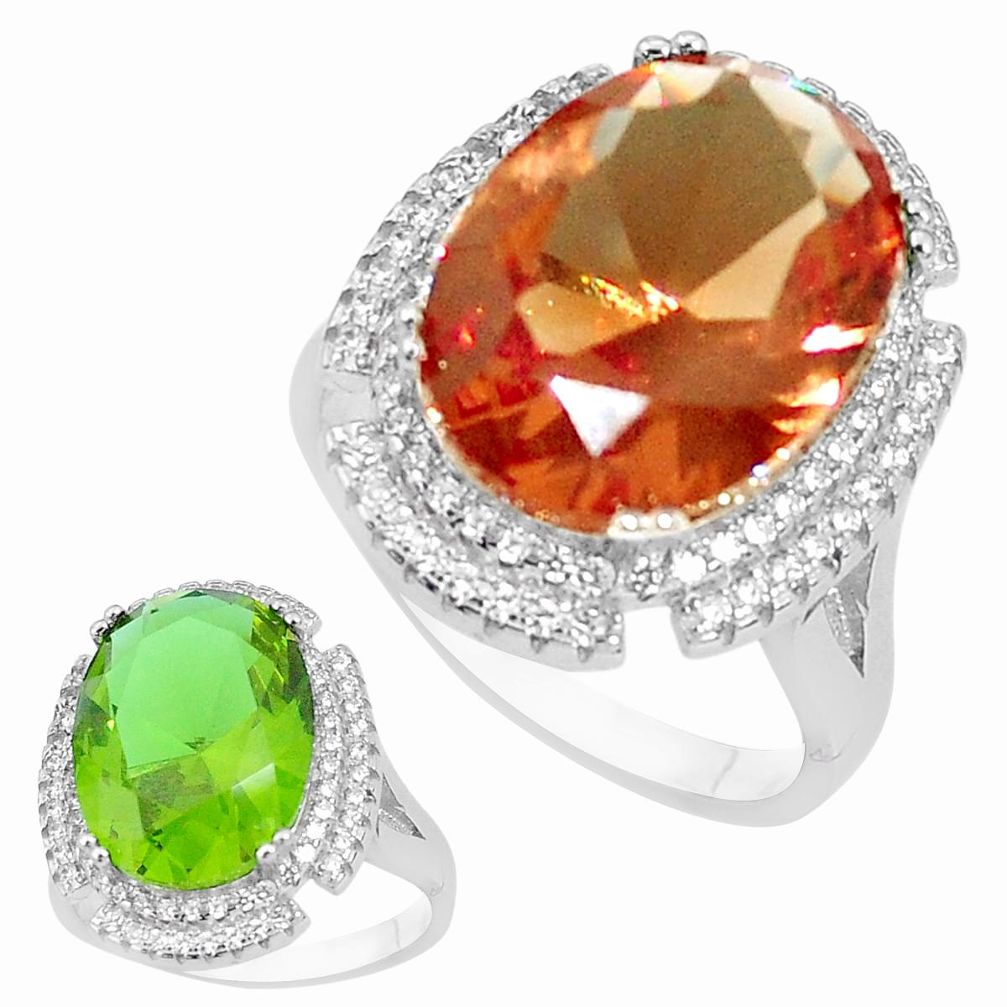 12.34cts green alexandrite (lab) topaz 925 silver solitaire ring size 9 a95370