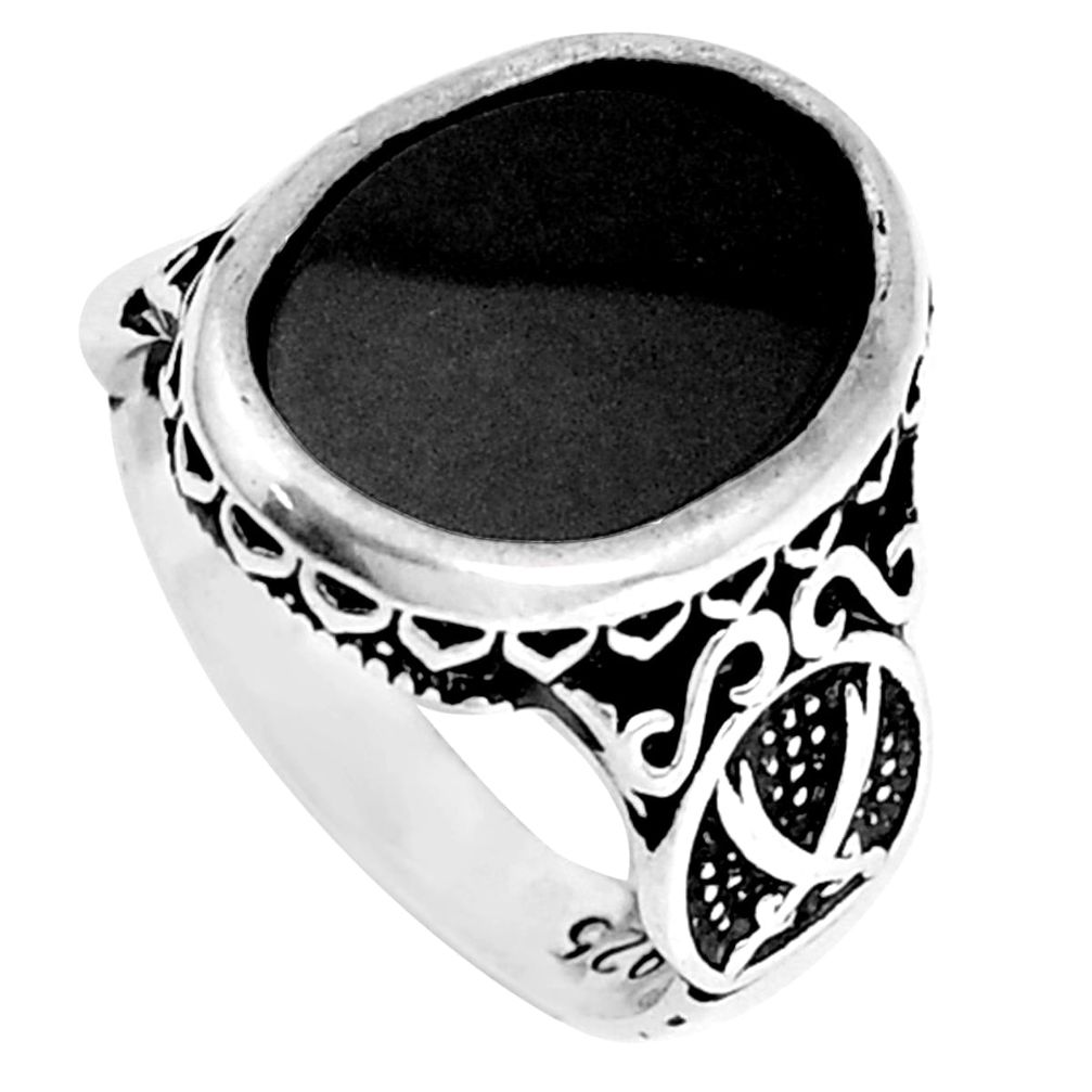 8.14cts natural black onyx 925 sterling silver mens ring jewelry size 9.5 a95427