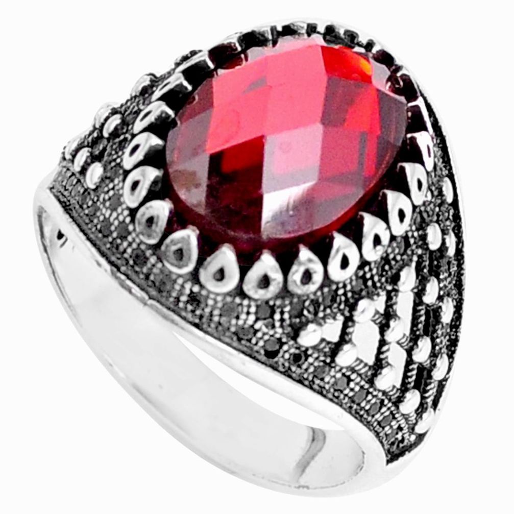 6.61cts red garnet quartz topaz 925 sterling silver mens ring size 11 a95431