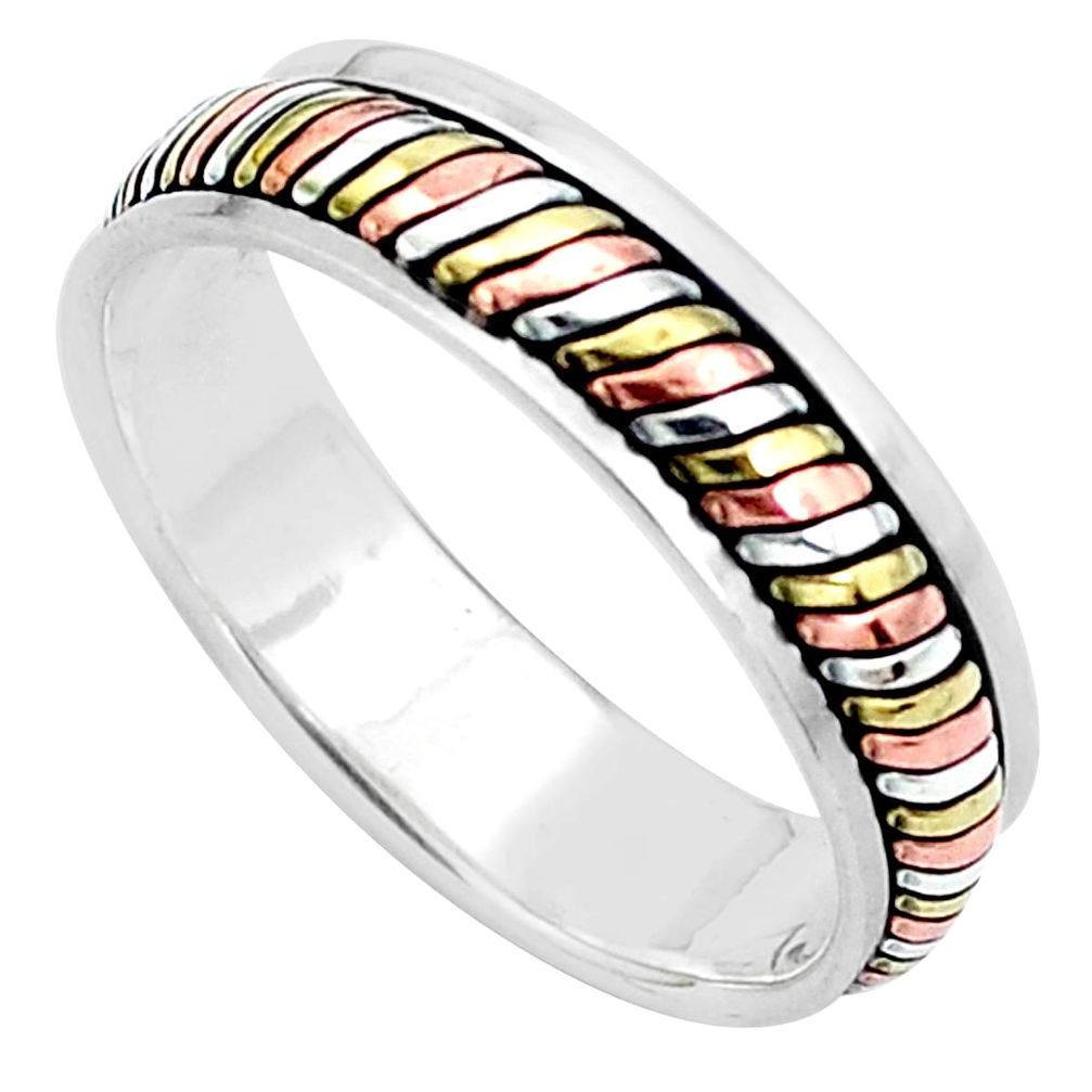 5.48gms victorian 925 silver two tone spinner band ring jewelry size 13.5 a96709