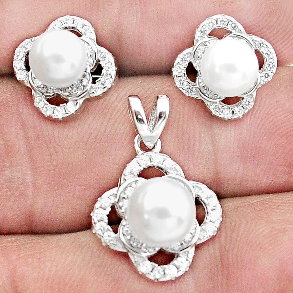 9.47cts natural white pearl topaz 925 silver pendant earrings set a96453