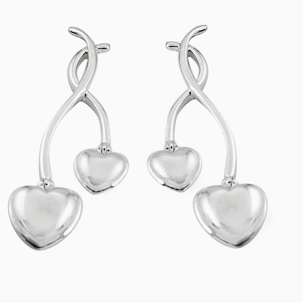 9.44gms indonesian bali style solid 925 plain silver heart earrings c5501