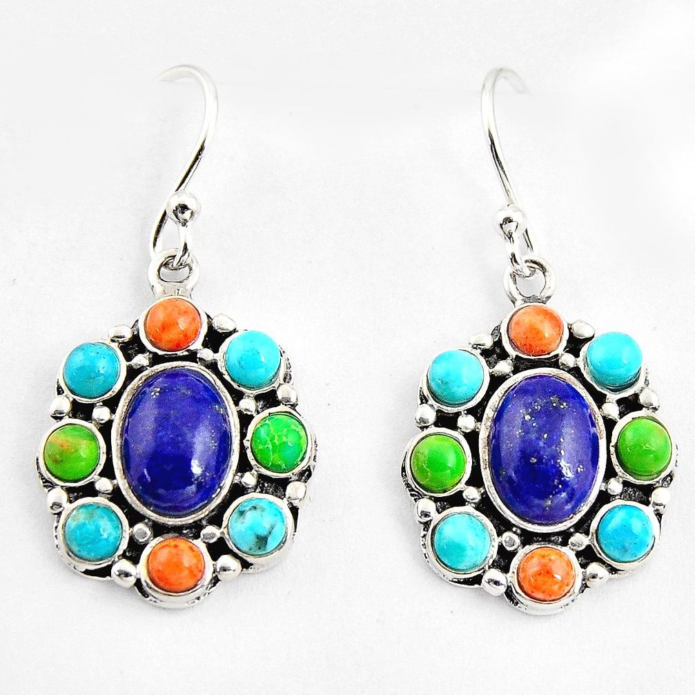 925 silver 9.47cts southwestern multi color copper turquoise earrings c5669