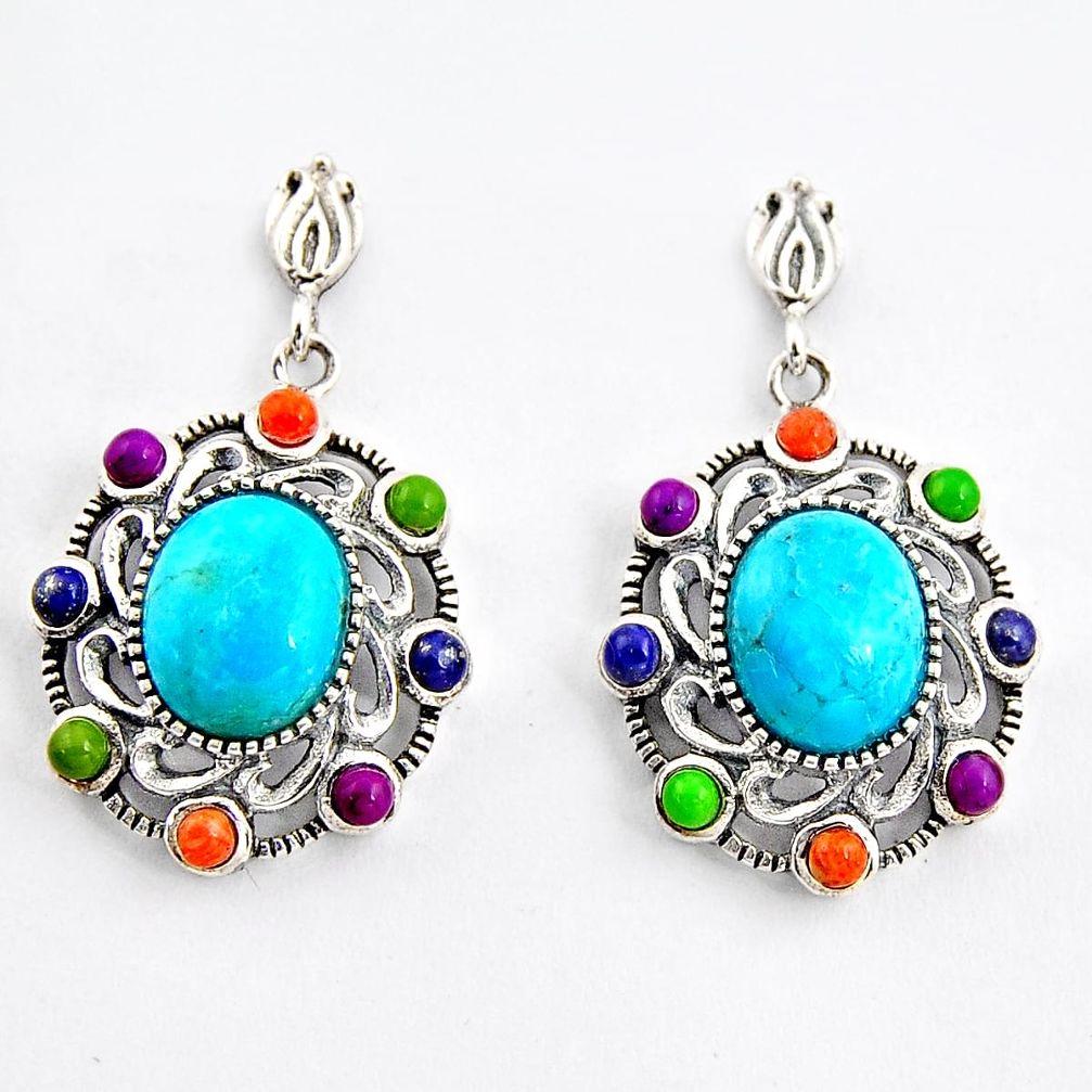 925 sterling silver 8.44cts southwestern green copper turquoise earrings c5679