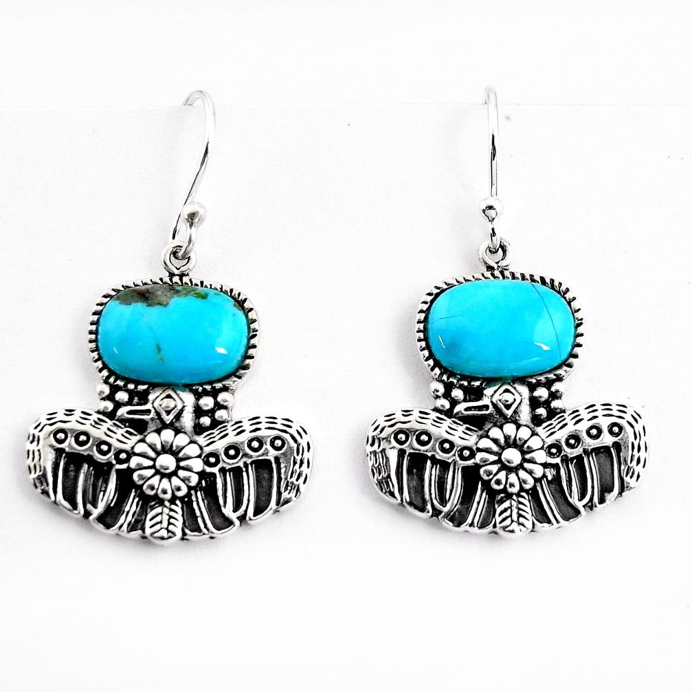 925 sterling silver 11.05cts southwestern blue copper turquoise earrings c5686
