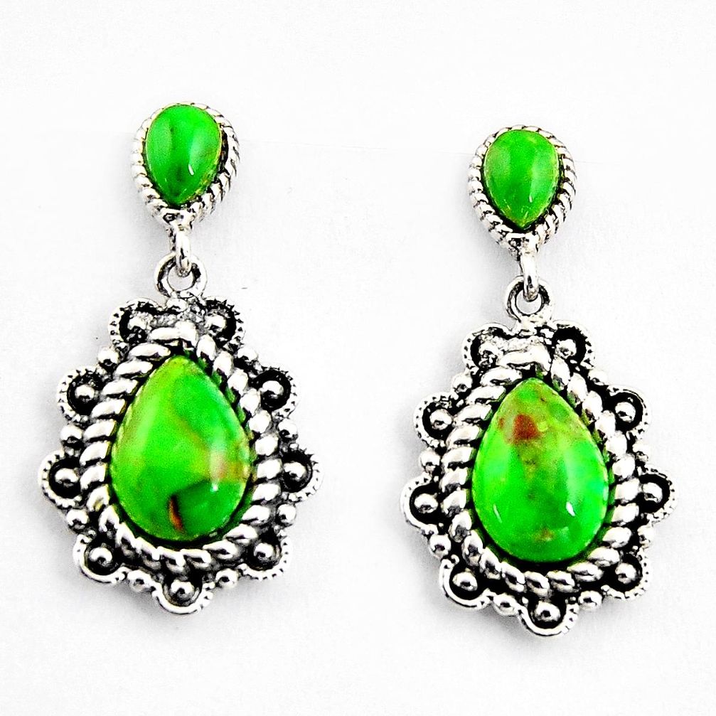 6.36cts southwestern green copper turquoise 925 sterling silver earrings c5699