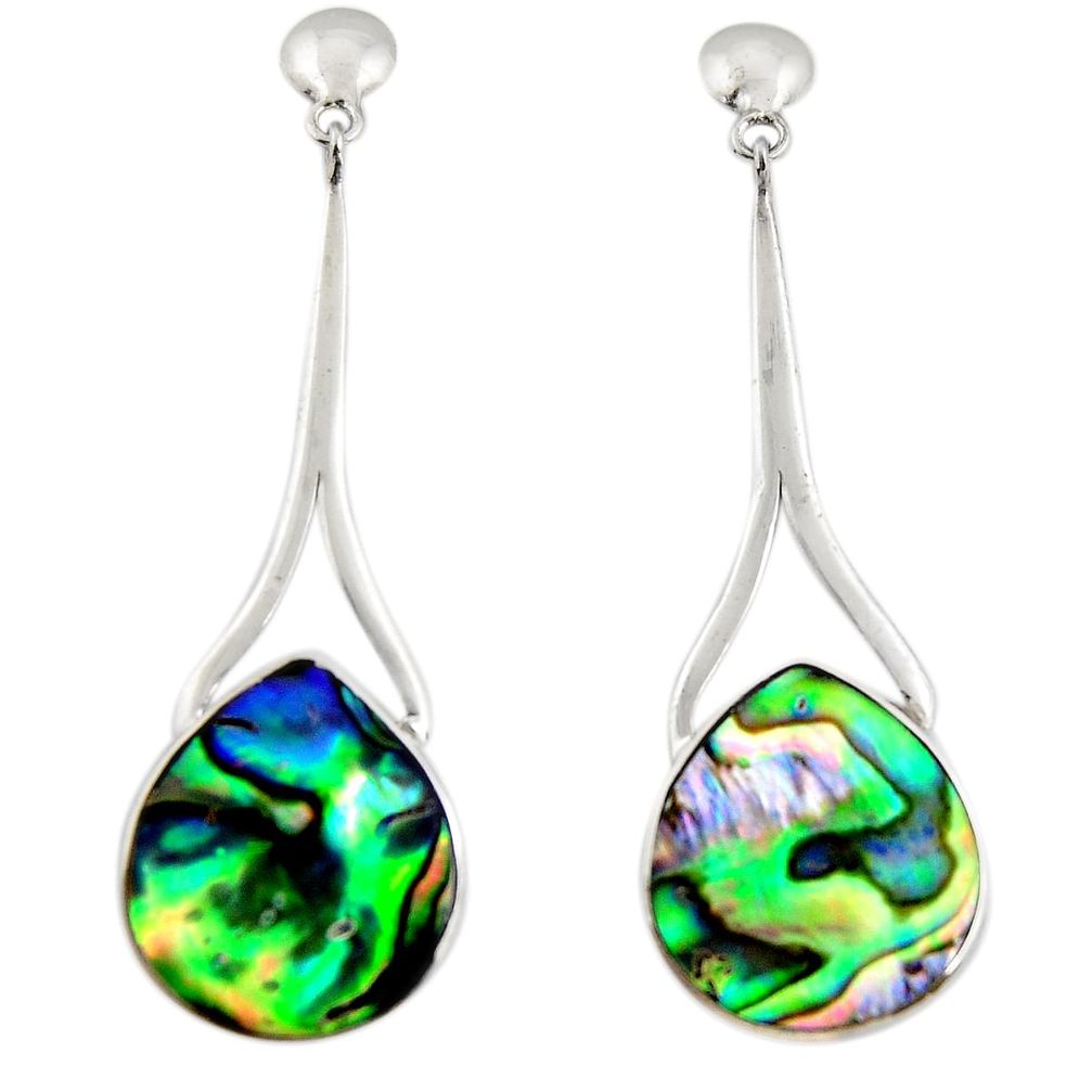 925 silver 10.02cts natural green abalone paua seashell dangle earrings c6336